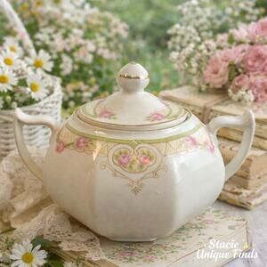 SAC Provence Vintage Sugar Bowl w Lid Pink Rose Floral Porcelain France